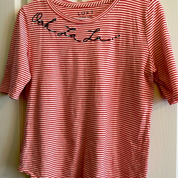LOFT Tops - Loft; red striped t-shirt